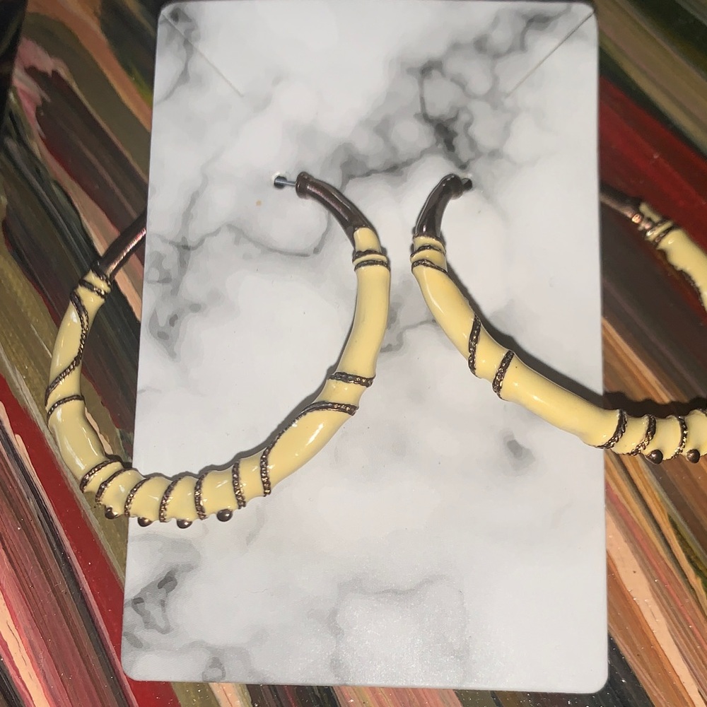 Yellow and Brown Hoop Earrings